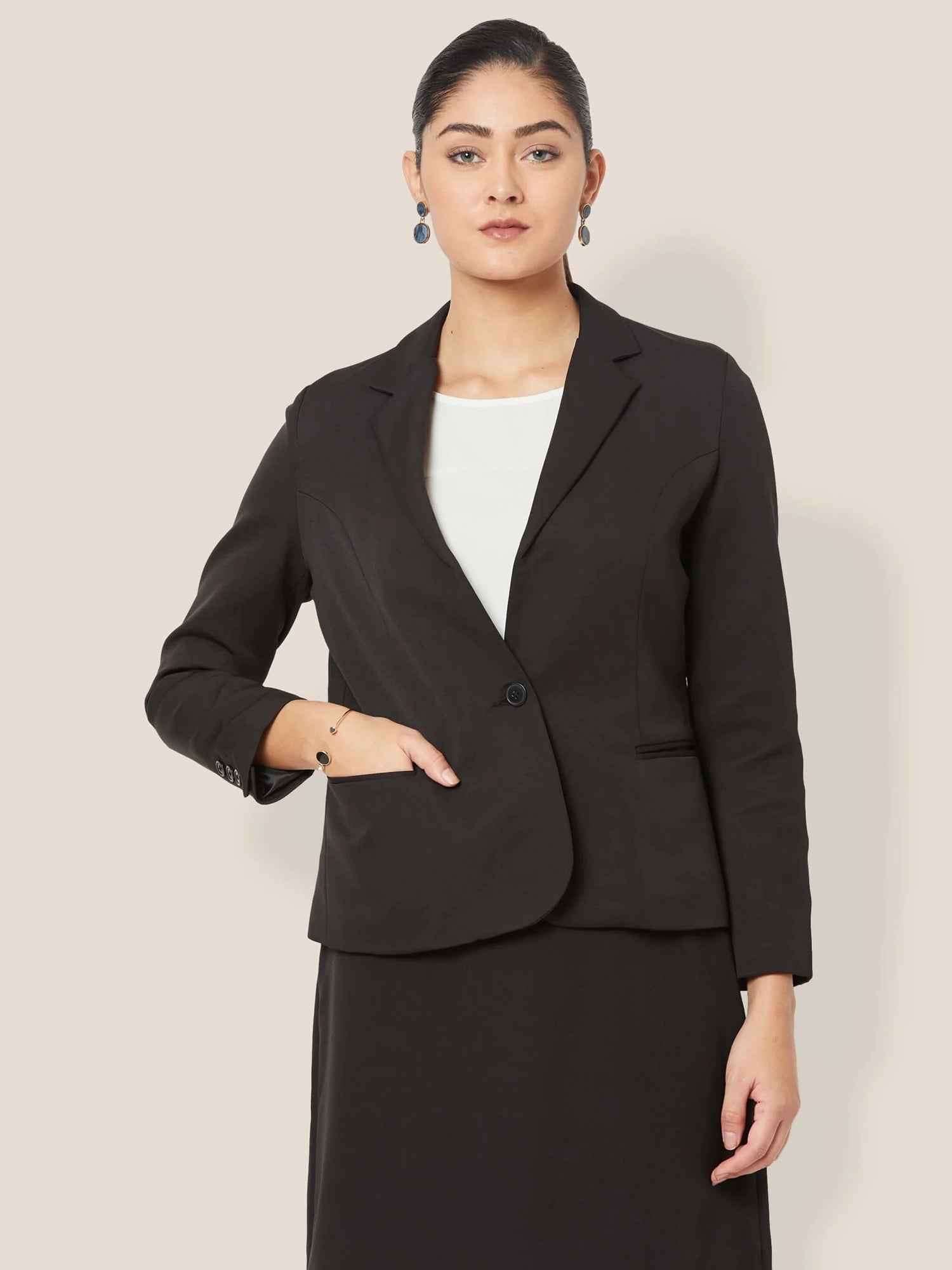 Gritty Single Breasted Blazer - Black