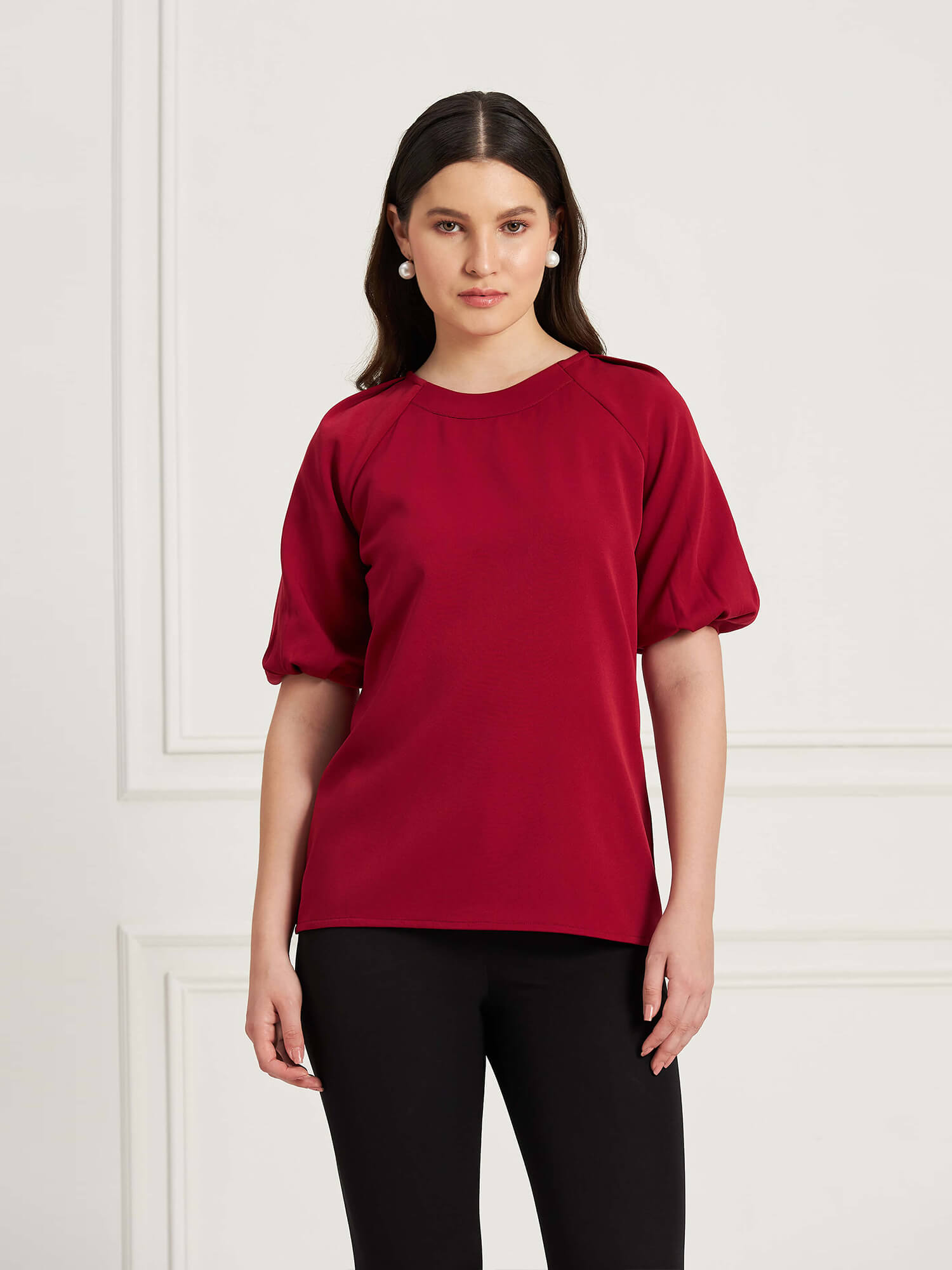 Hearty Puffed Sleeves Top - Viva Magenta