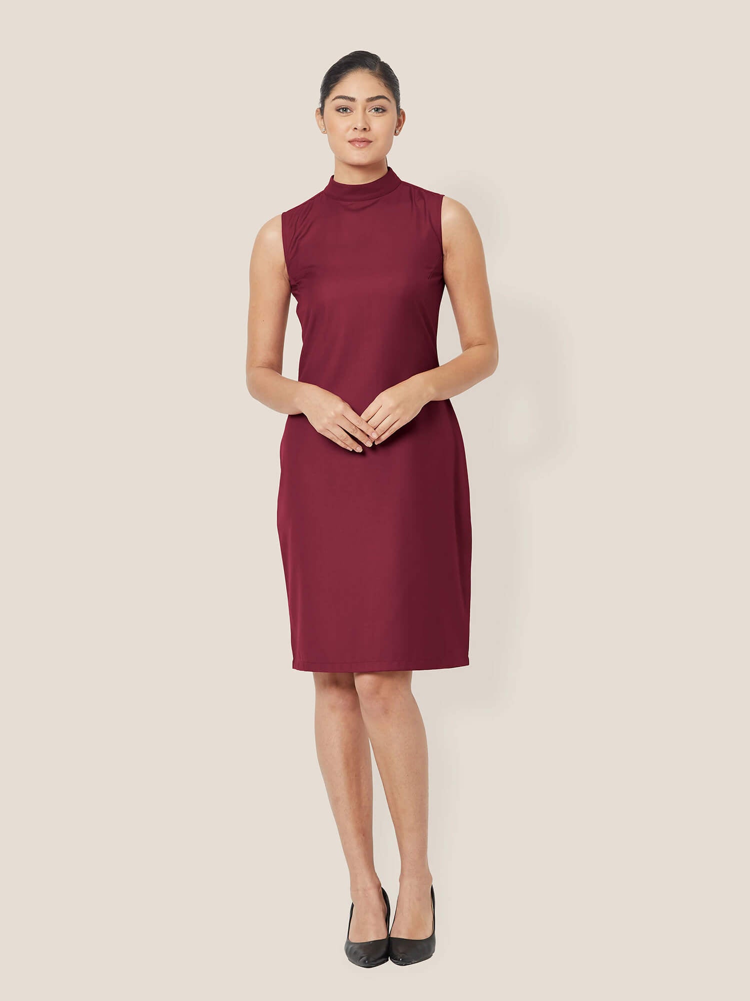 Holly High Neck dress - Maroon