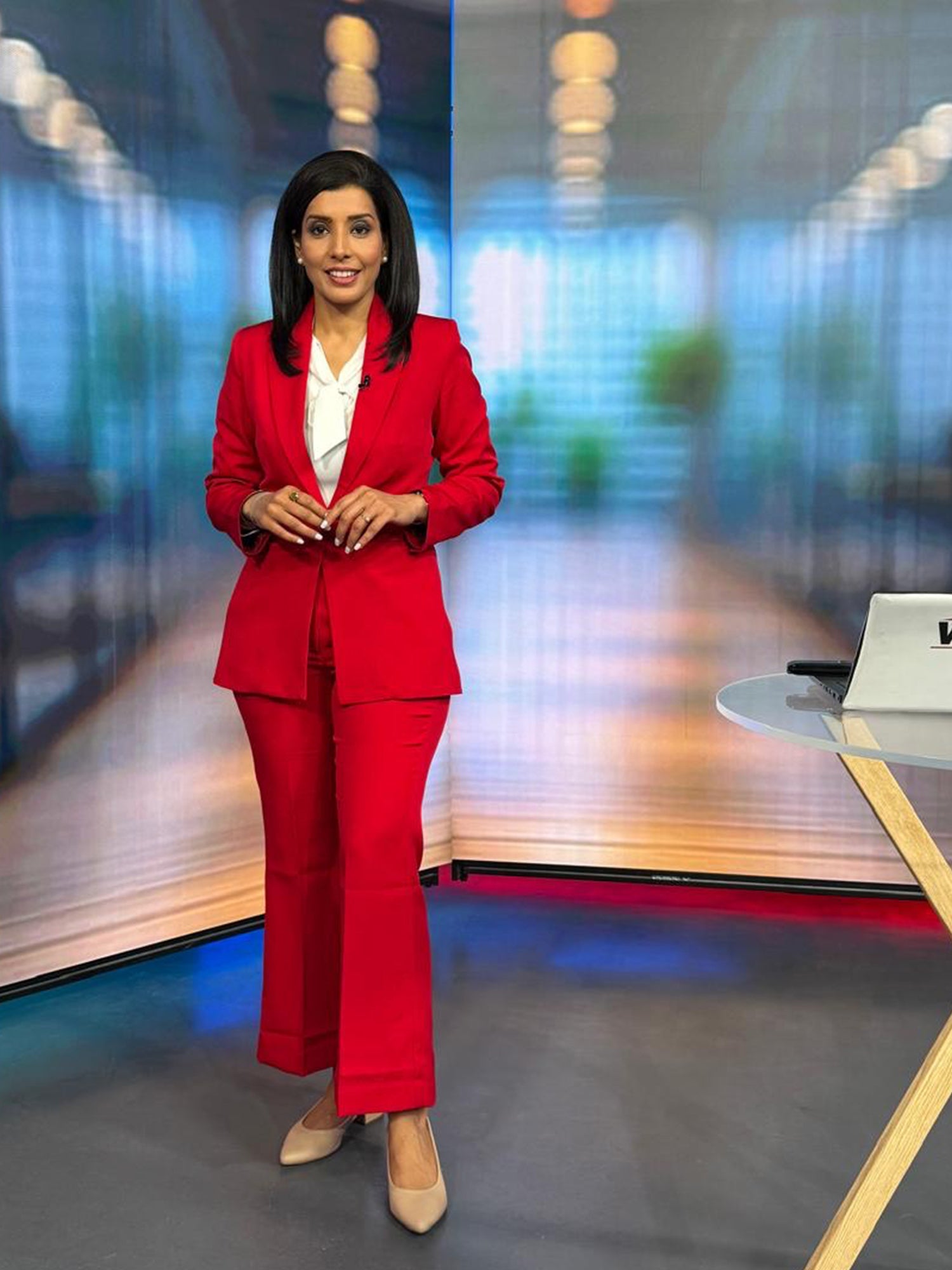 Luminous Slim Fit Single Breasted Suit Set-Red