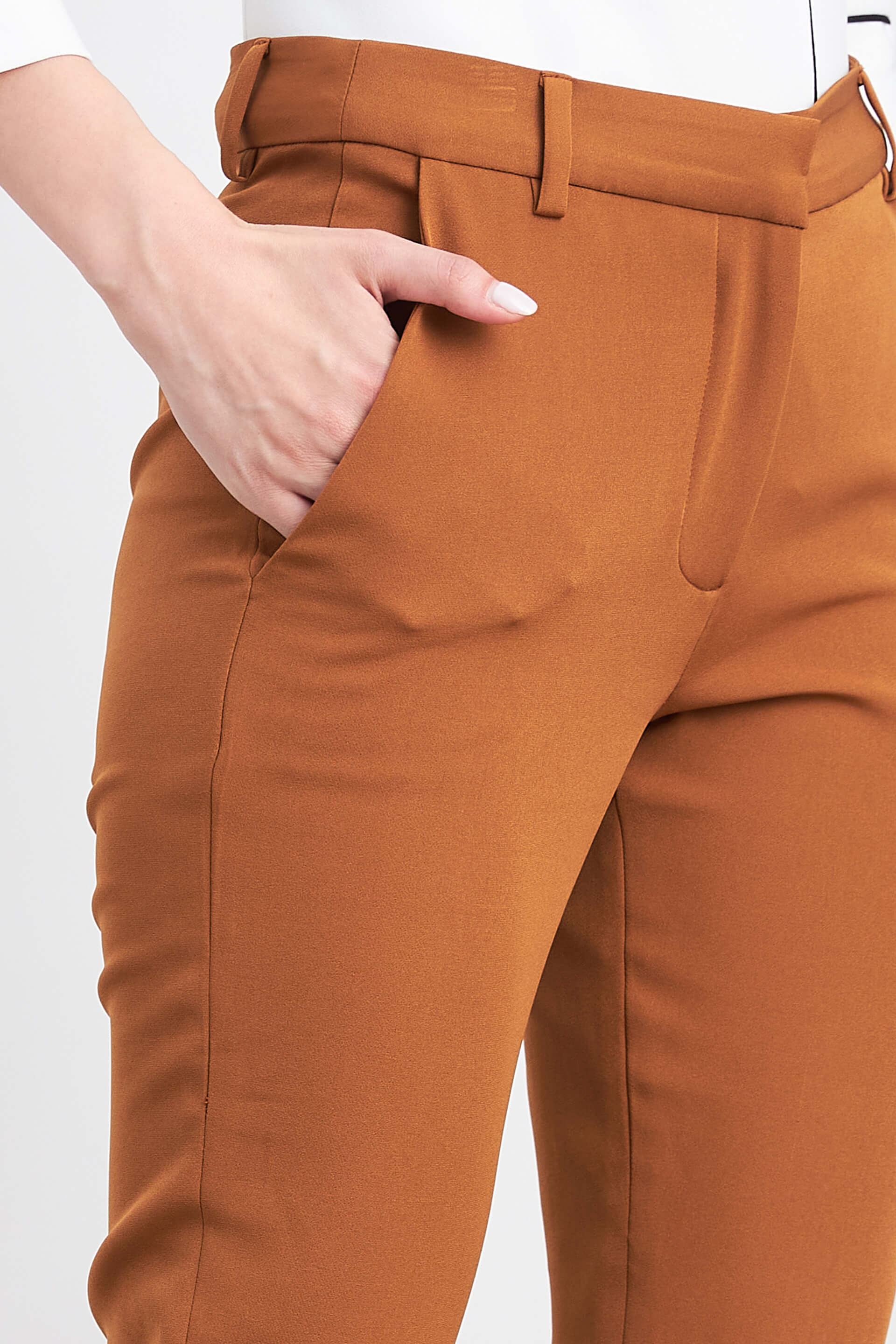 Earnest Mid To High Rise Pants - Tan Brown - SALT Attire