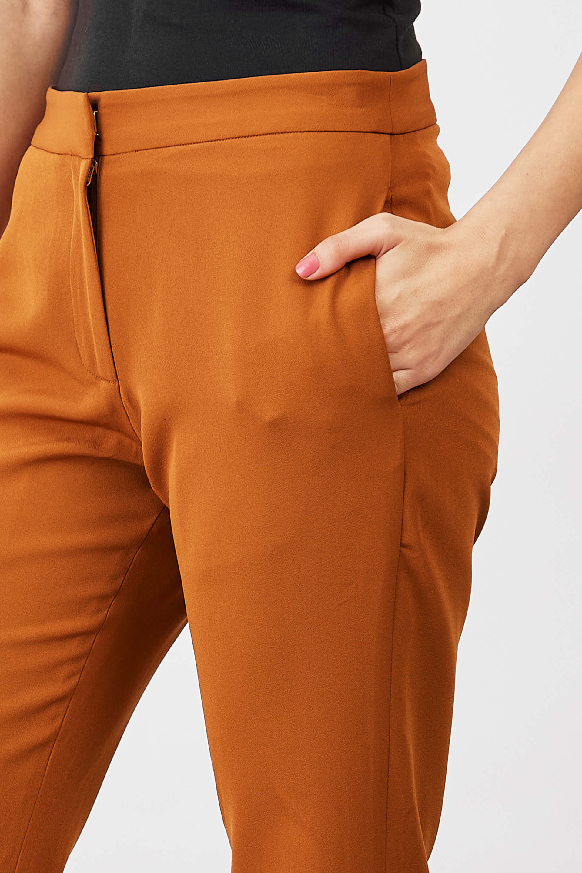 Courteous Flared Mid Rise Pants - Tan Brown