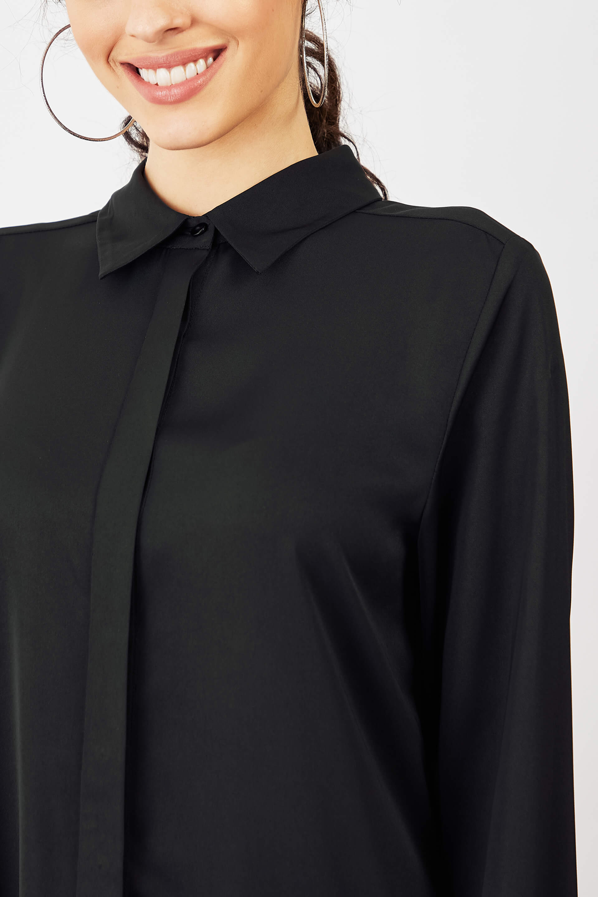Moontini Concealed Placket Shirt - Black