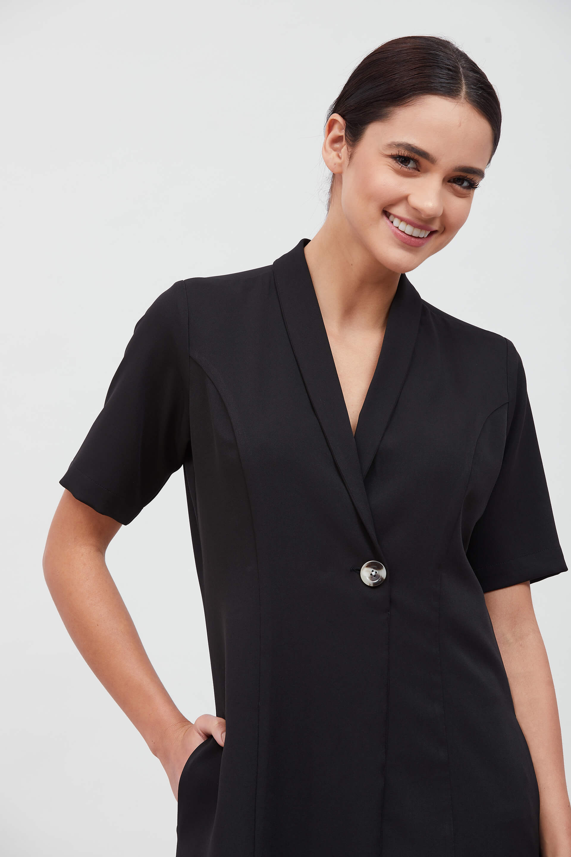Stalwart Shawl Collared Dress - Black