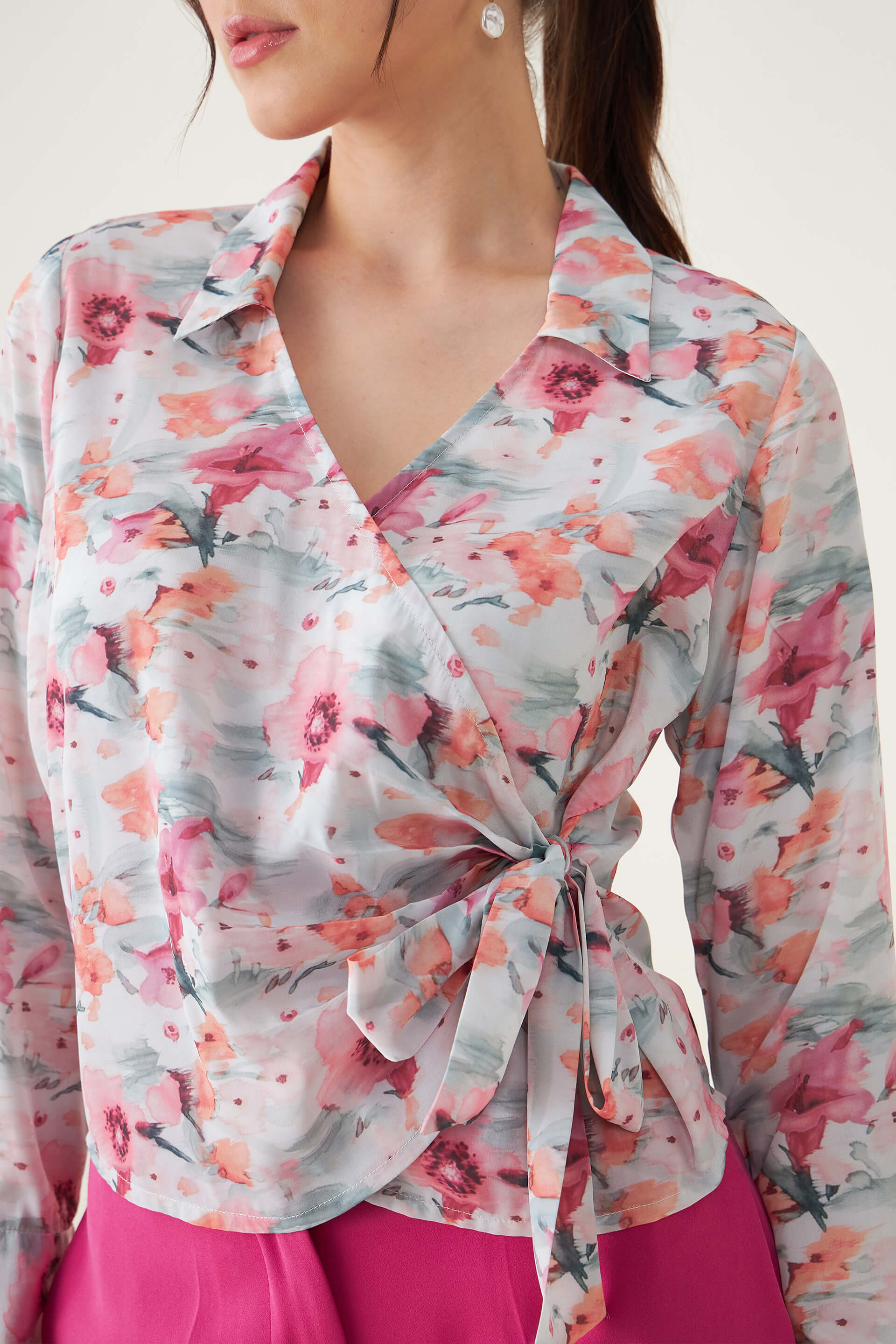 Bella Floral Wrap Top - Multicolor