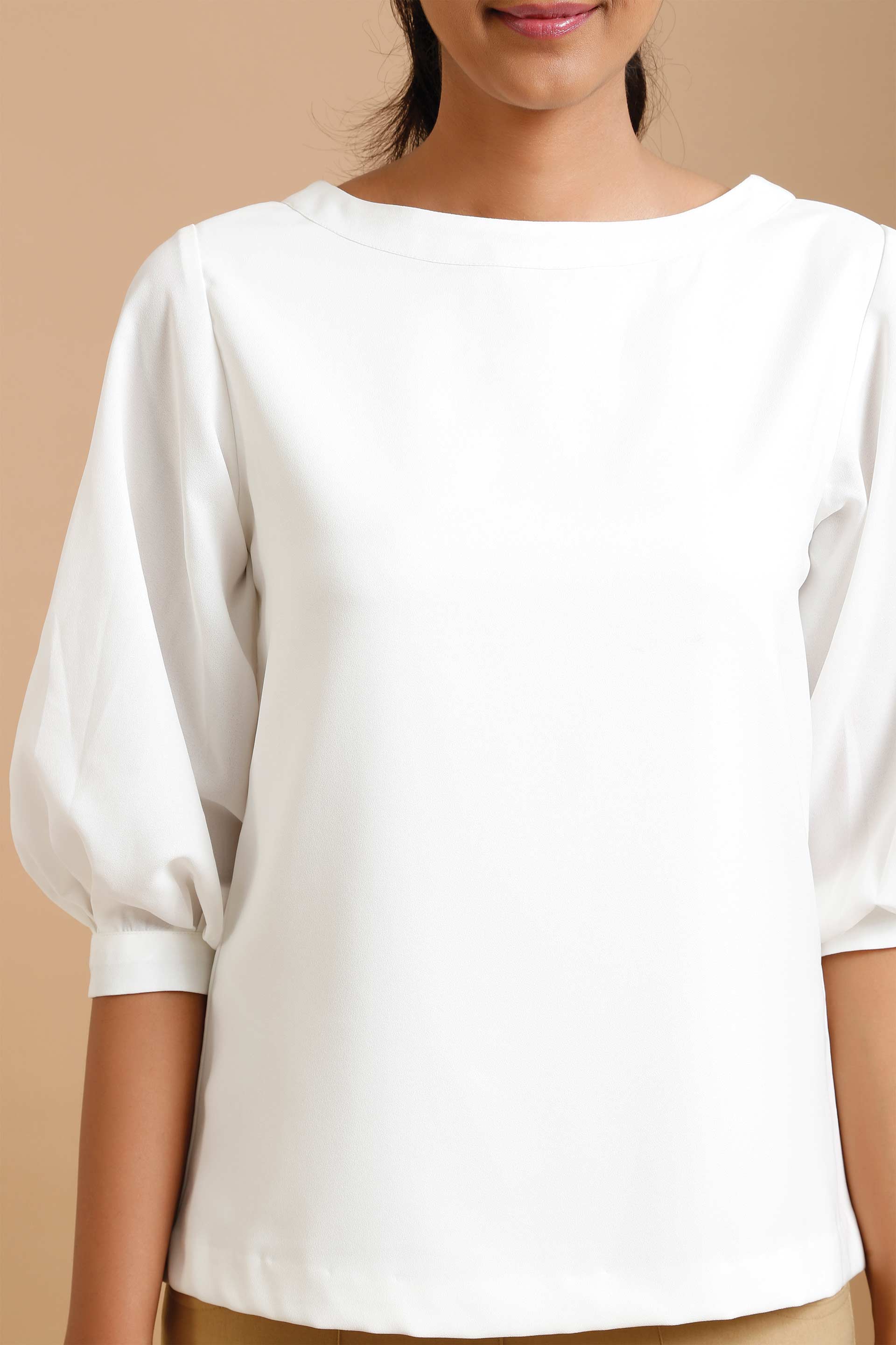 Coconut lantern sleeve top - White