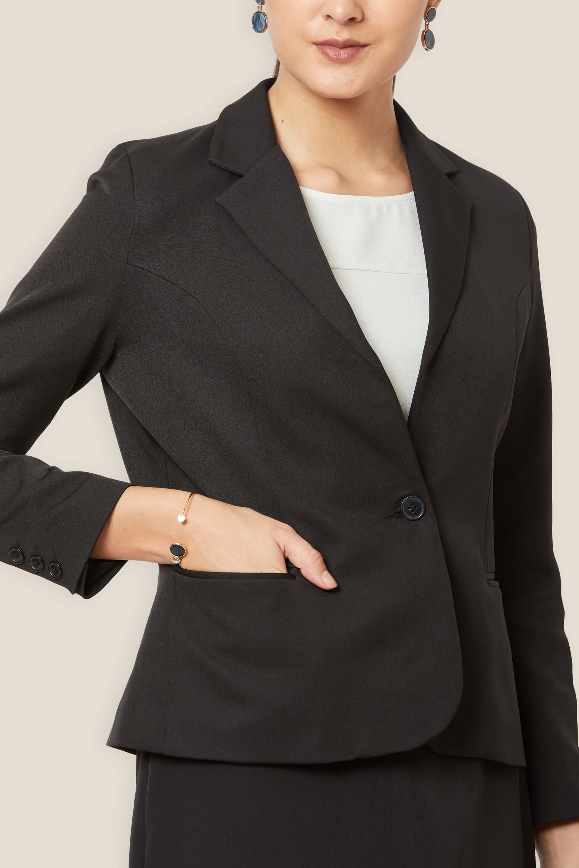 Gritty Single Breasted Blazer - Black