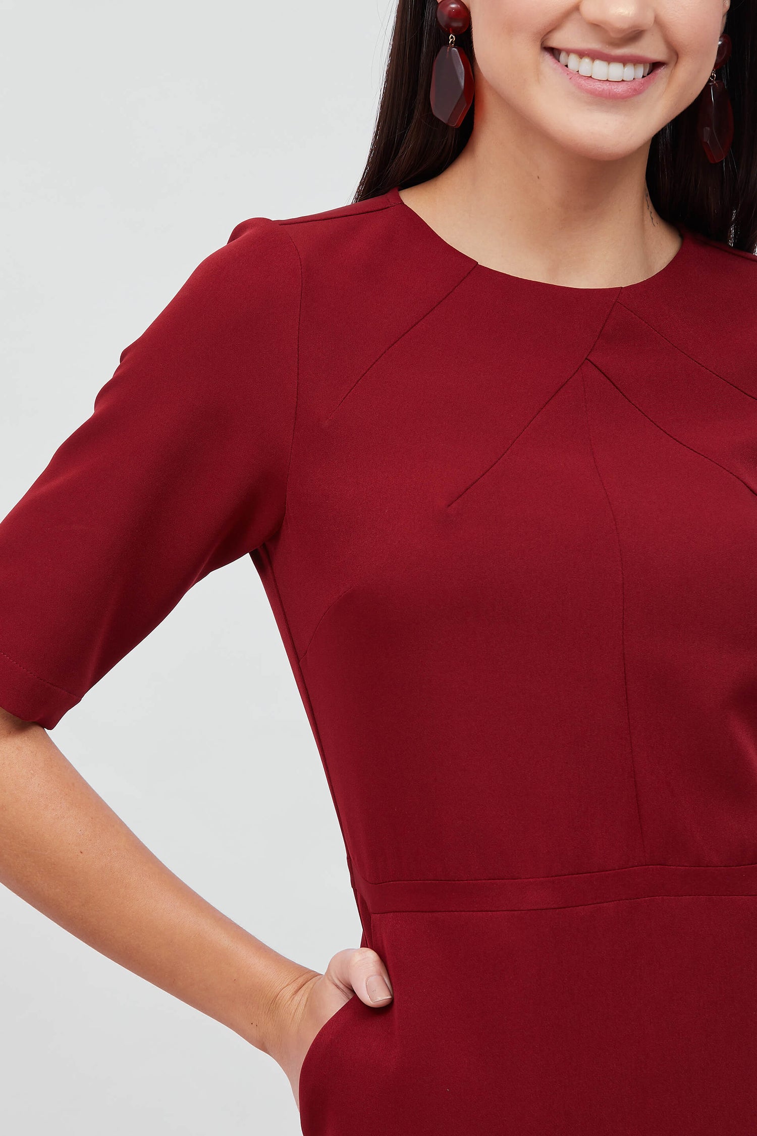 Prestige-Maroon Sheath Dress - Maroon