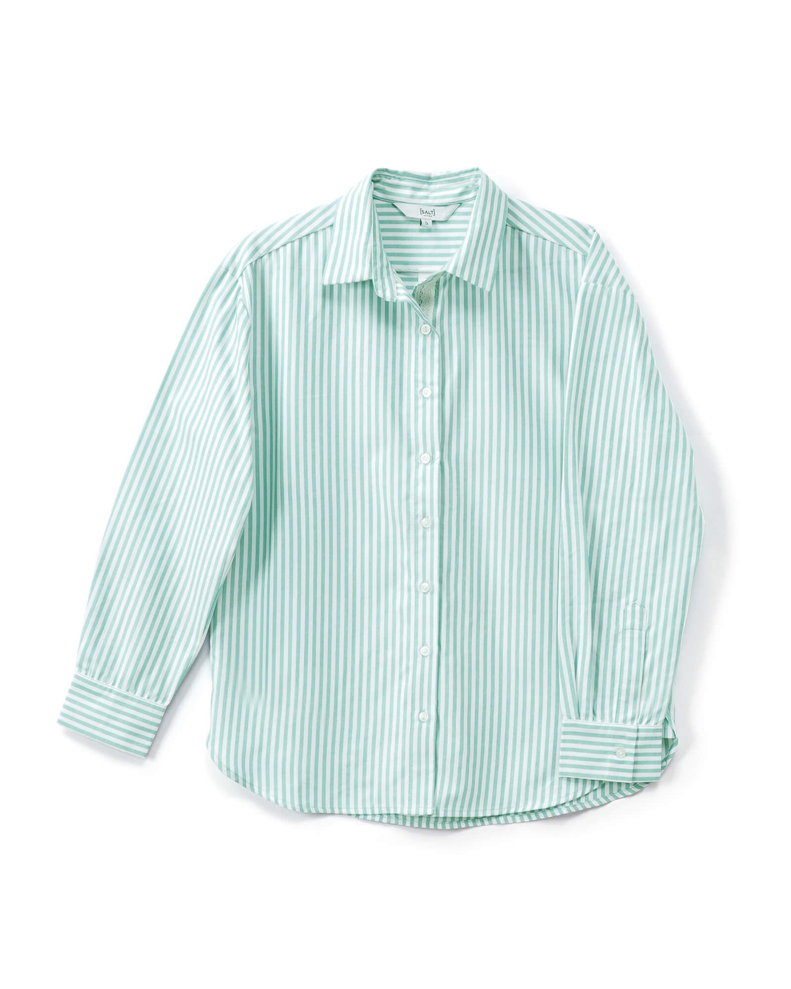 Mariner Striped Shirt With Lace Detail - Mint Green