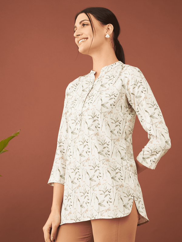 Pamplona Floral Collared Tunic - Multicolor