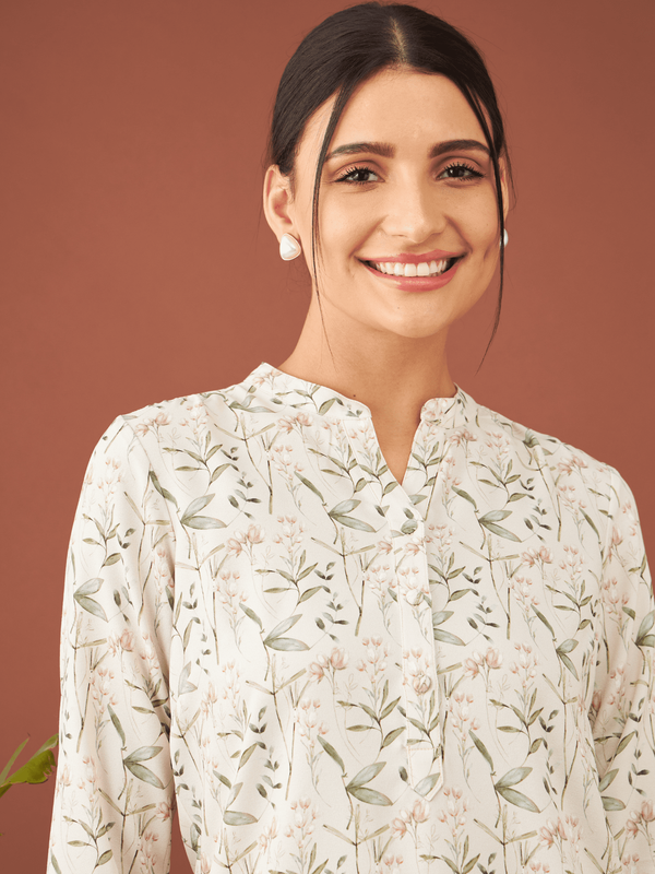 Pamplona Floral Collared Tunic - Multicolor