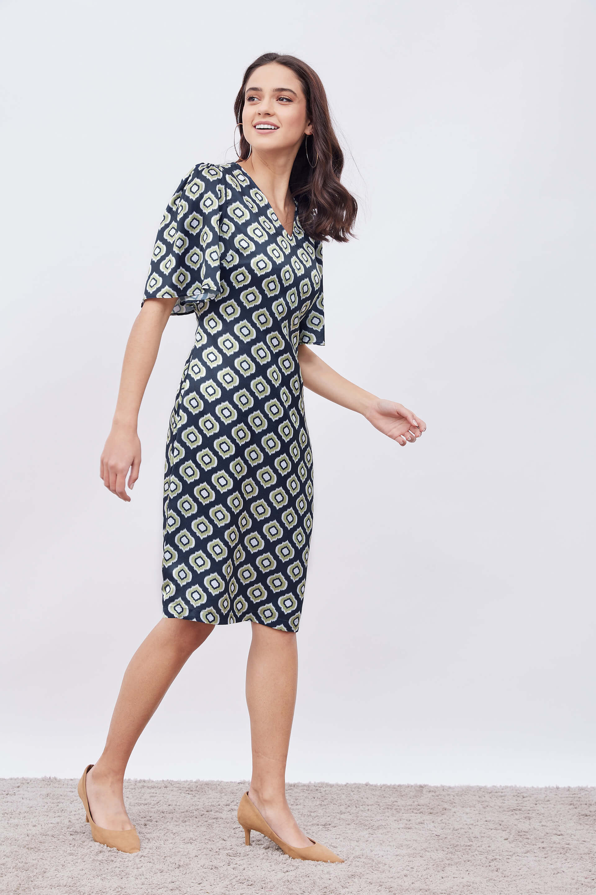 Auric Printed satin shift dress - Multicolor