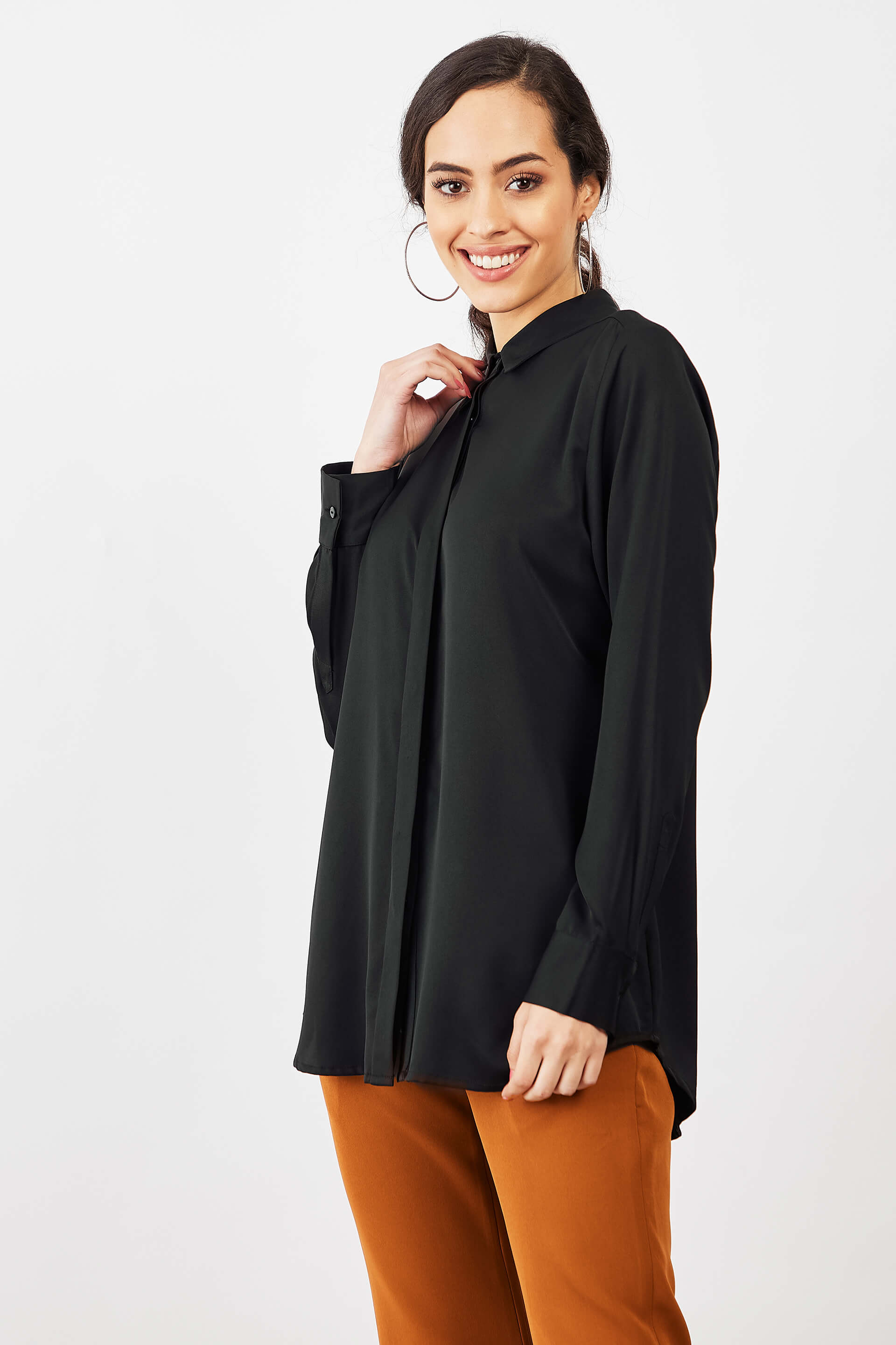 Moontini Concealed Placket Shirt - Black