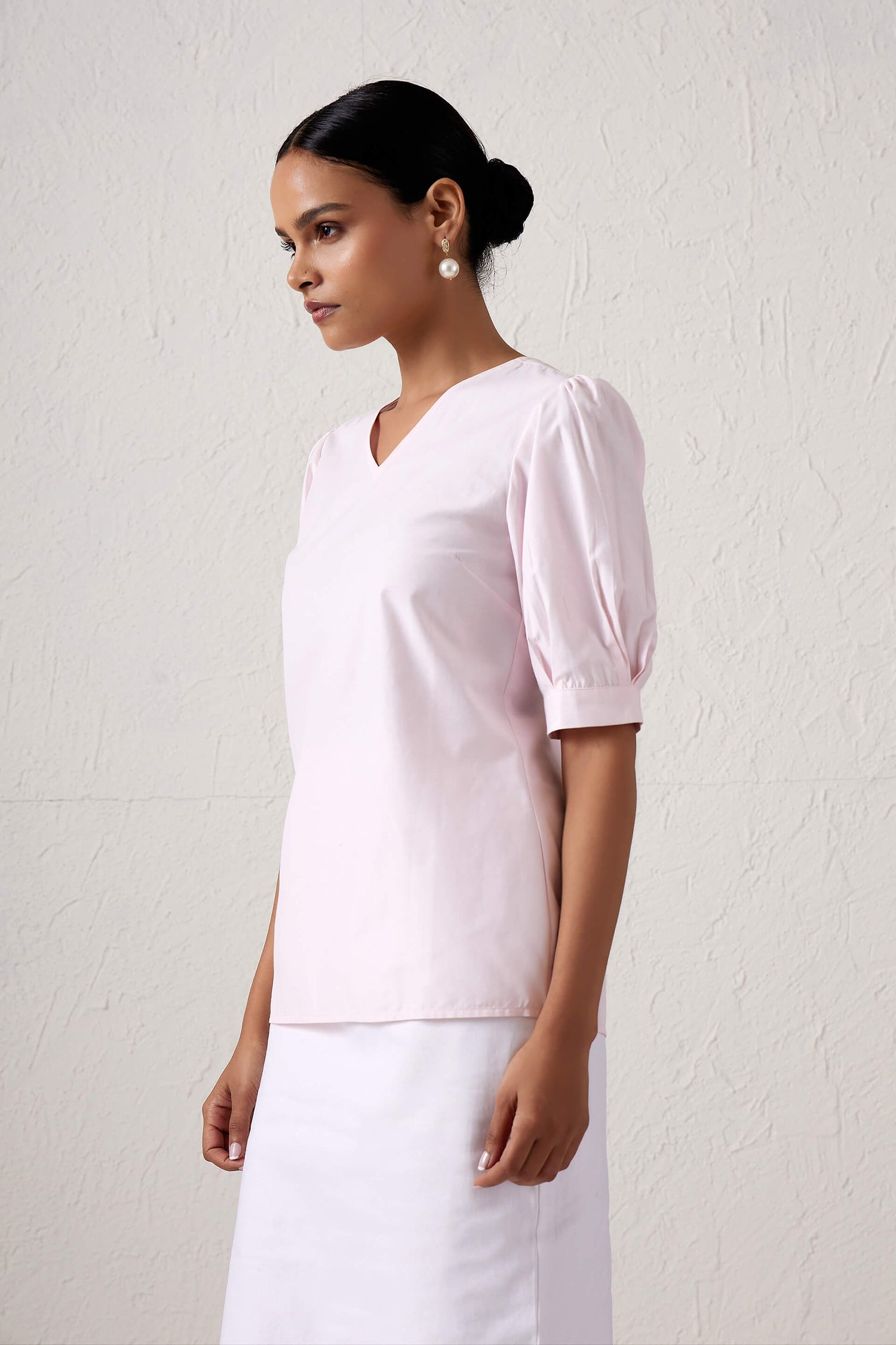 Rosette Boat neck printed dress - Pink/White