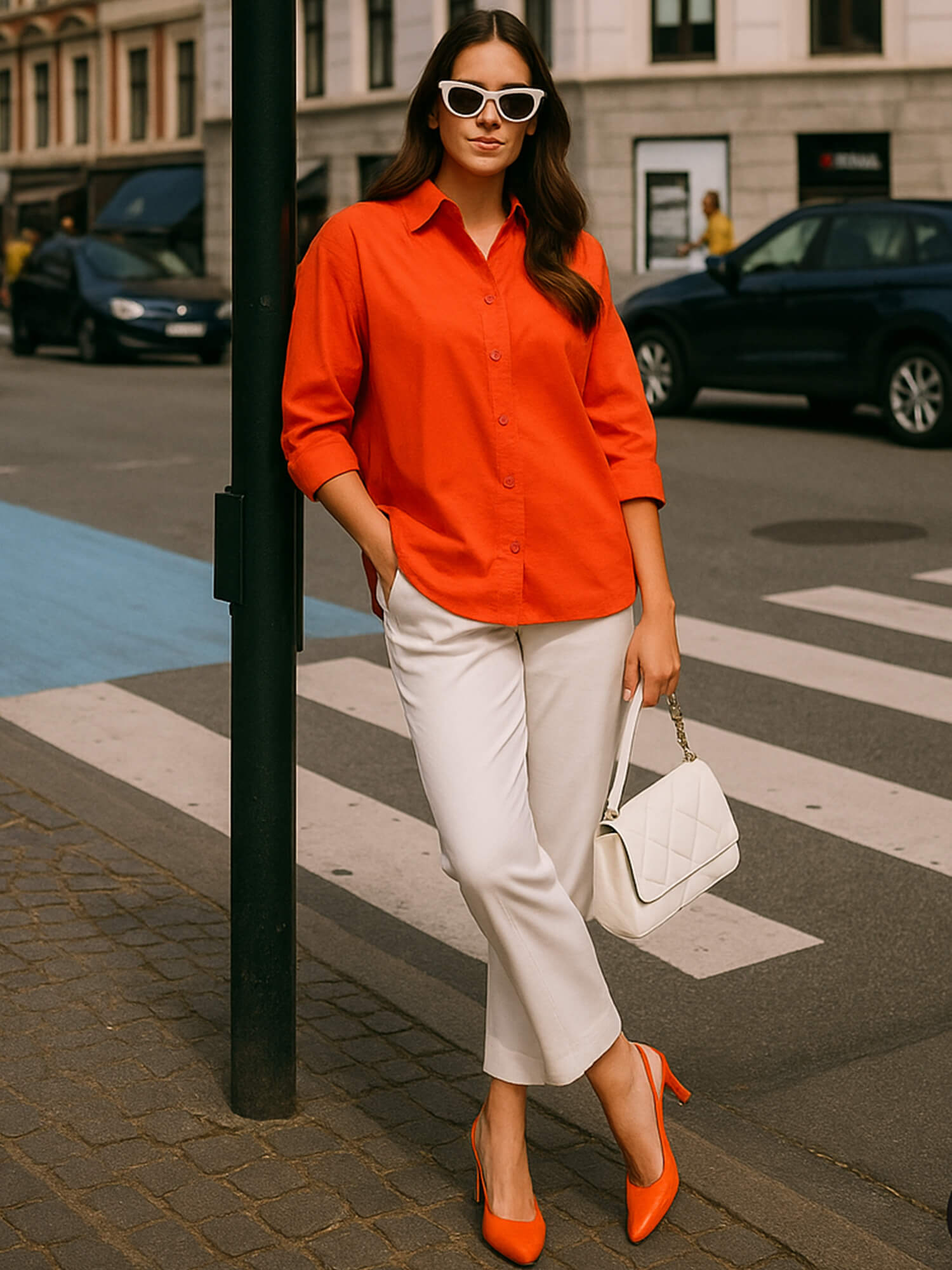 Solace Oversize Drop Shoulder Shirt-Tangerine