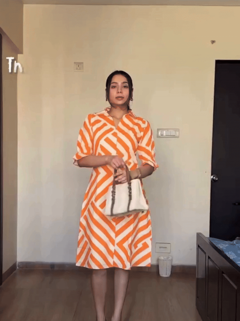 Tangy Bold Stripe Dress - Orange