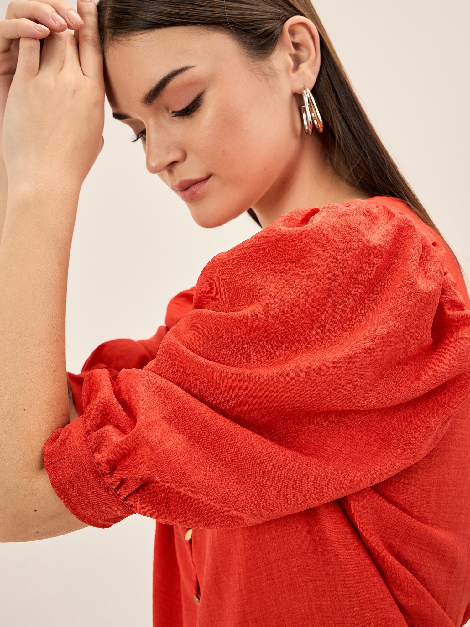 Tiger Lily Button Down Top - Red