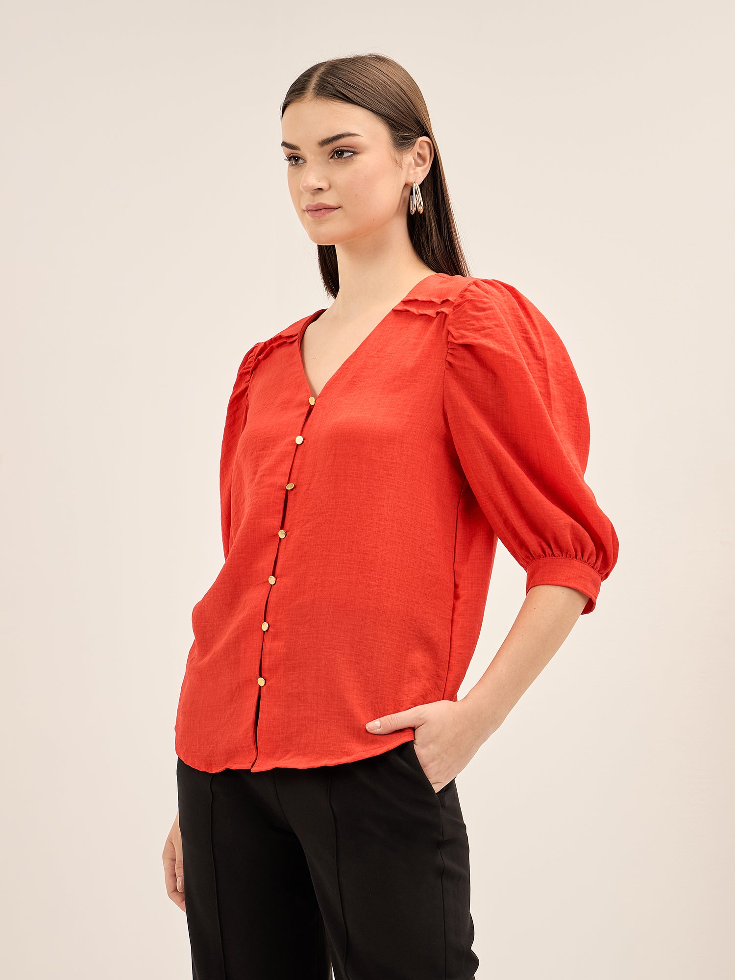 Tiger Lily Button Down Top - Red