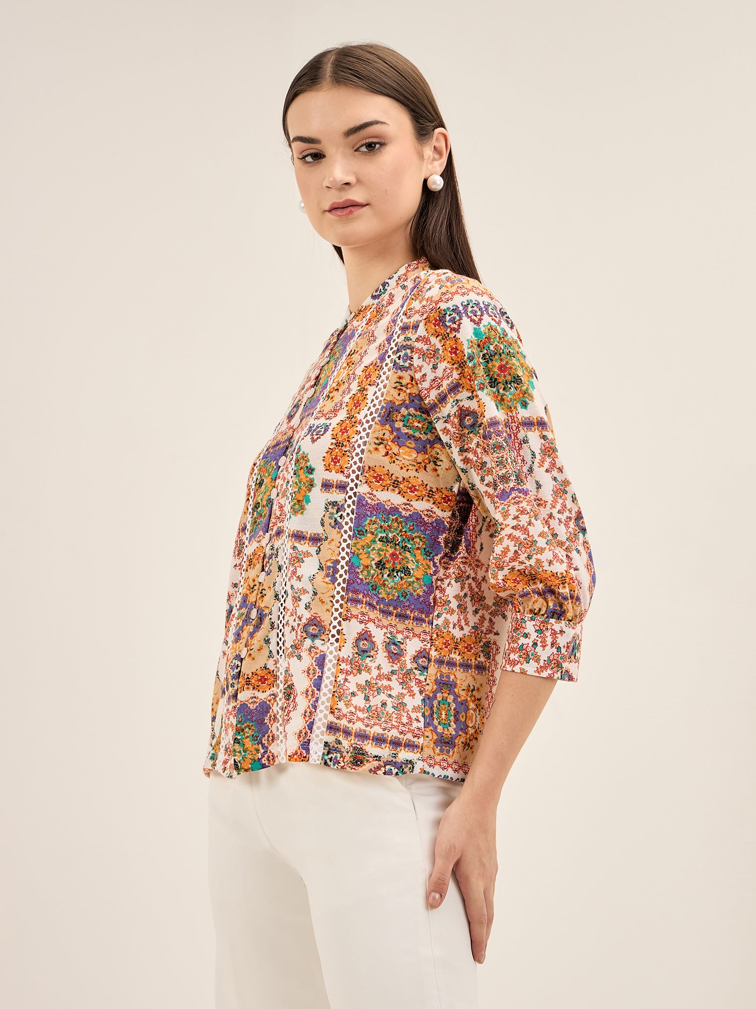 Vividique Lace Insert Top - Multicolor