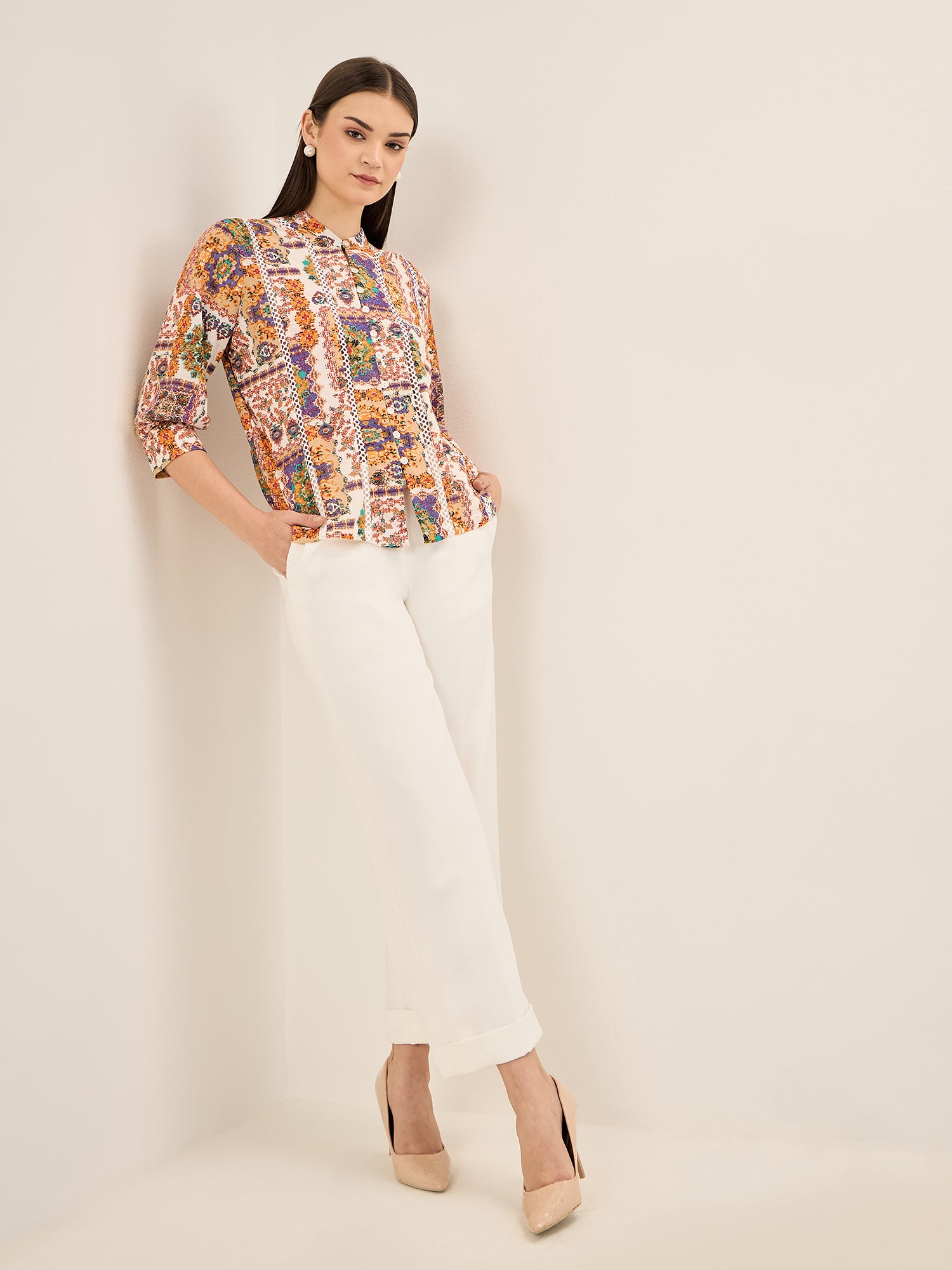 Vividique Lace Insert Top - Multicolor