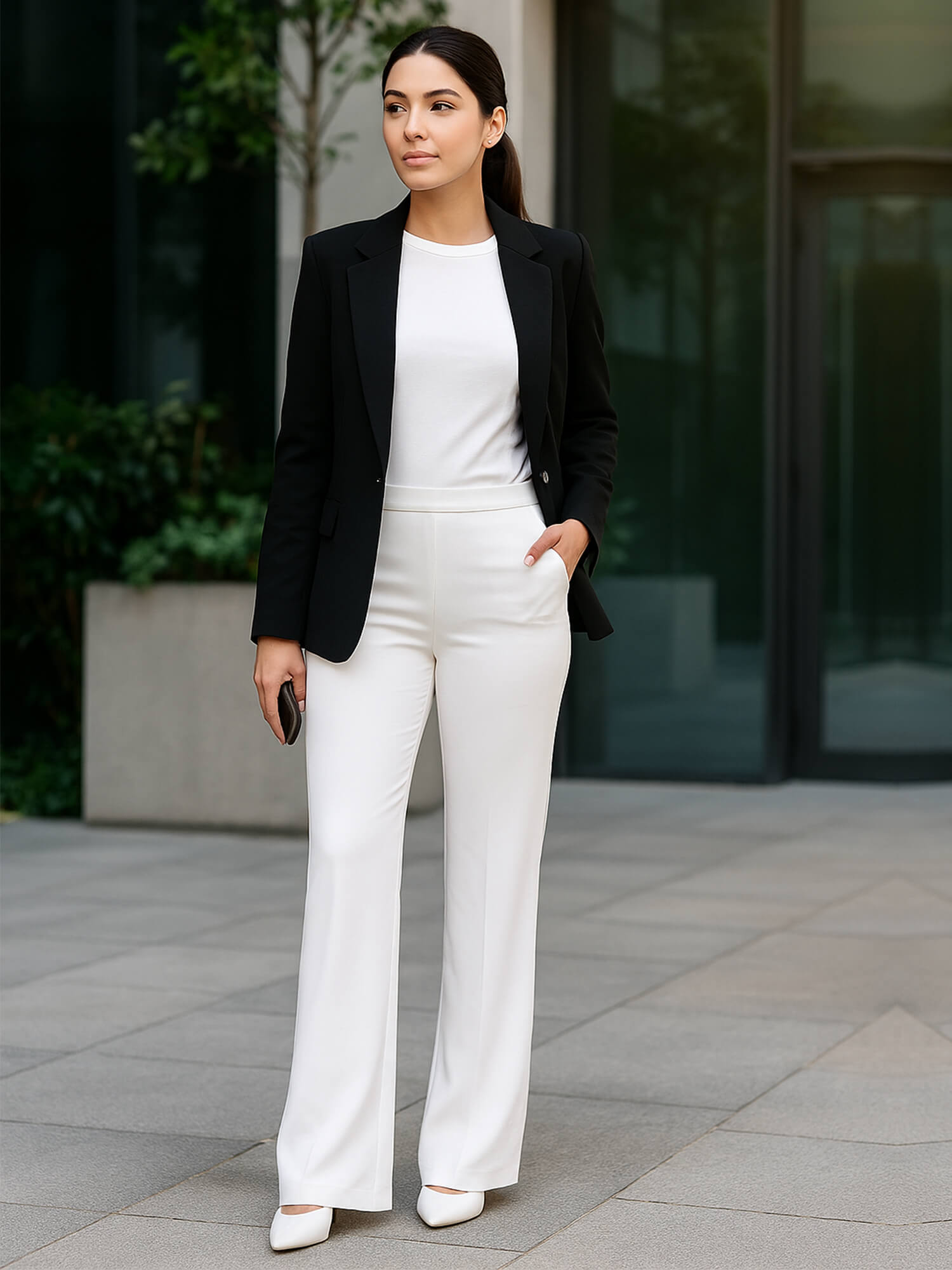 Cleo Formal Side Zip Pant-White