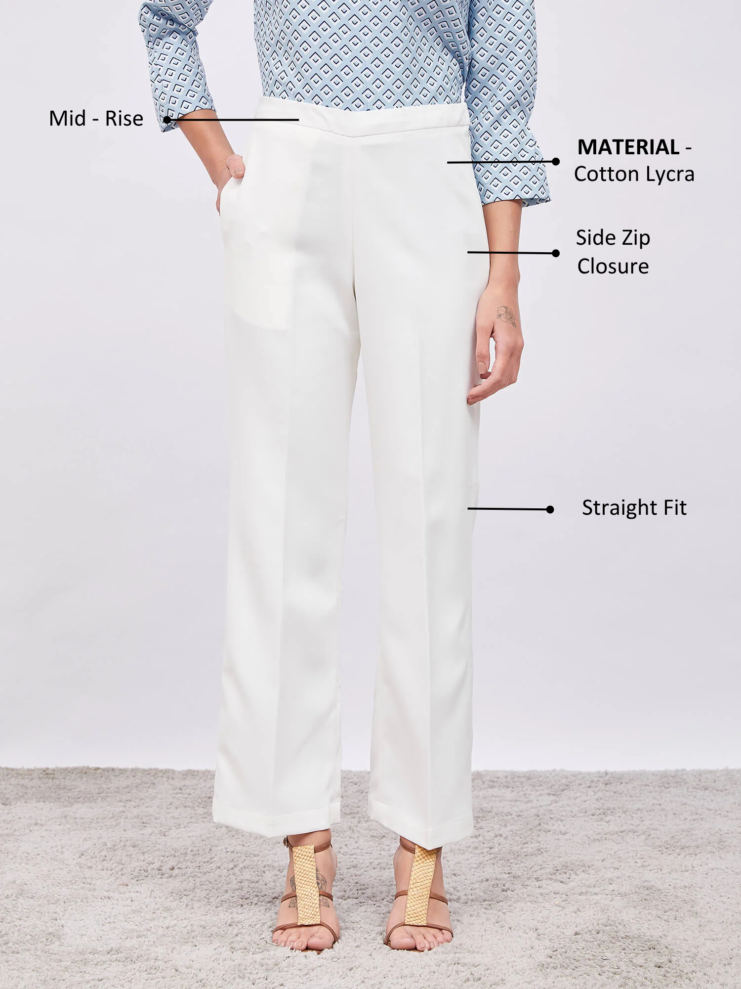 Cleo Formal Side Zip Pant-White