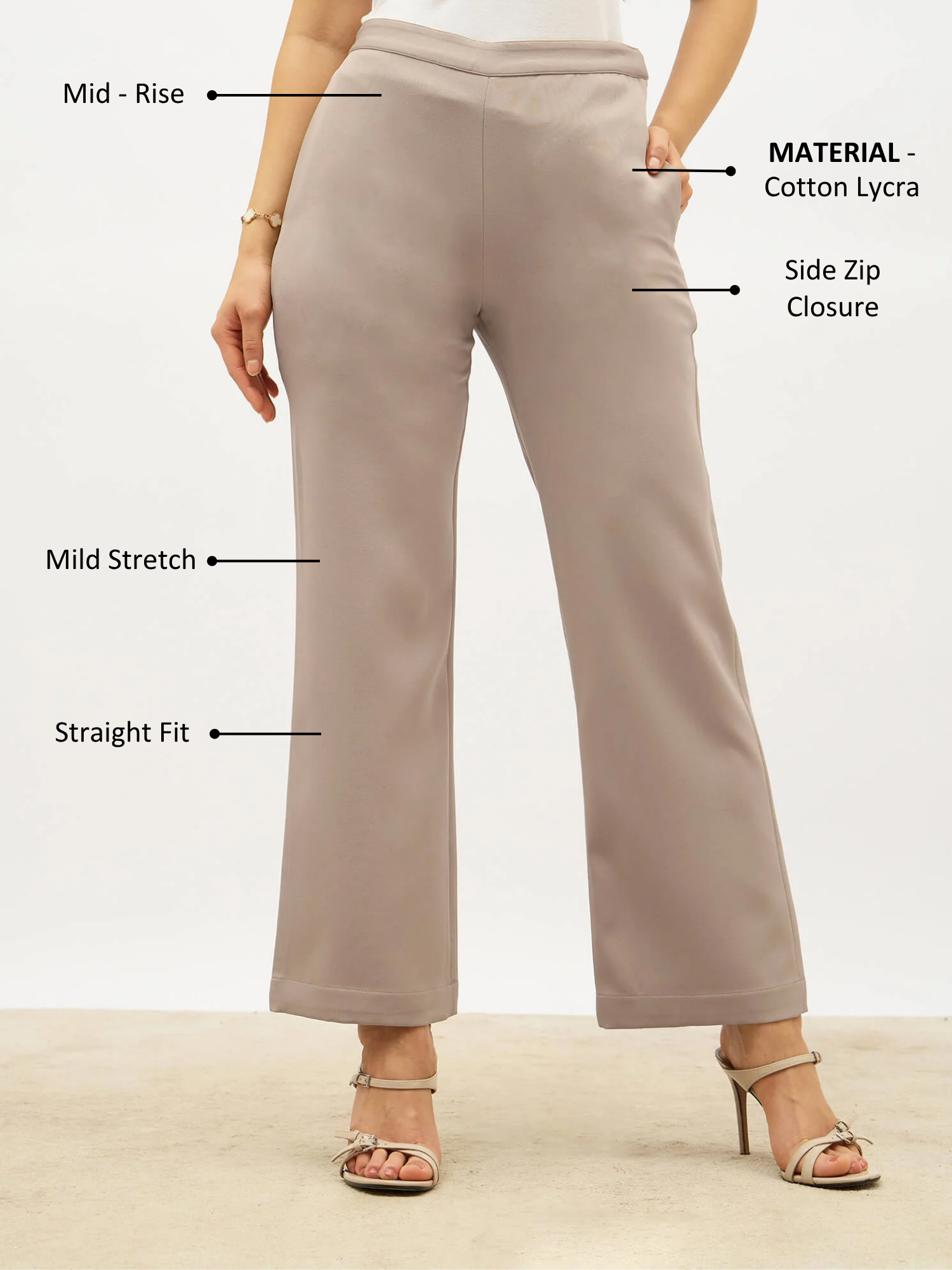 Lupin Formal Side Zip Pant-Greige