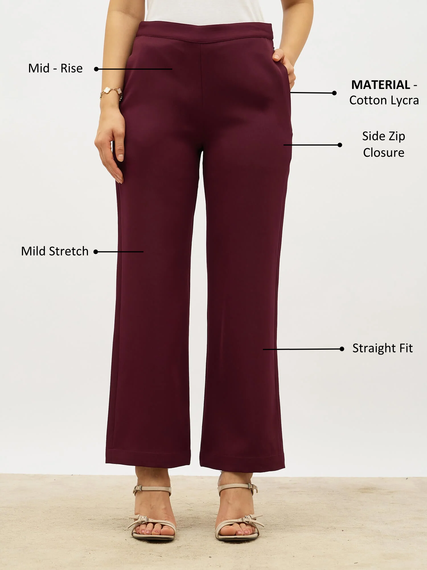 Lupin Formal Side Zip Pant-Maroon