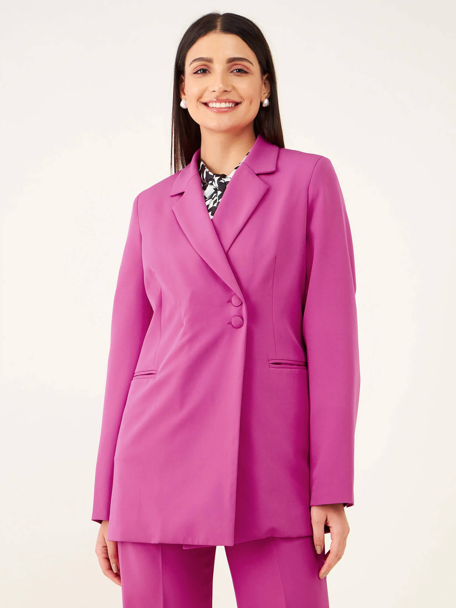 Boston Single Breasted Blazer - Fuchsia Pink