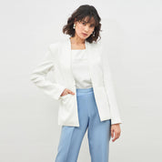 Witty Clean Front Blazer-White