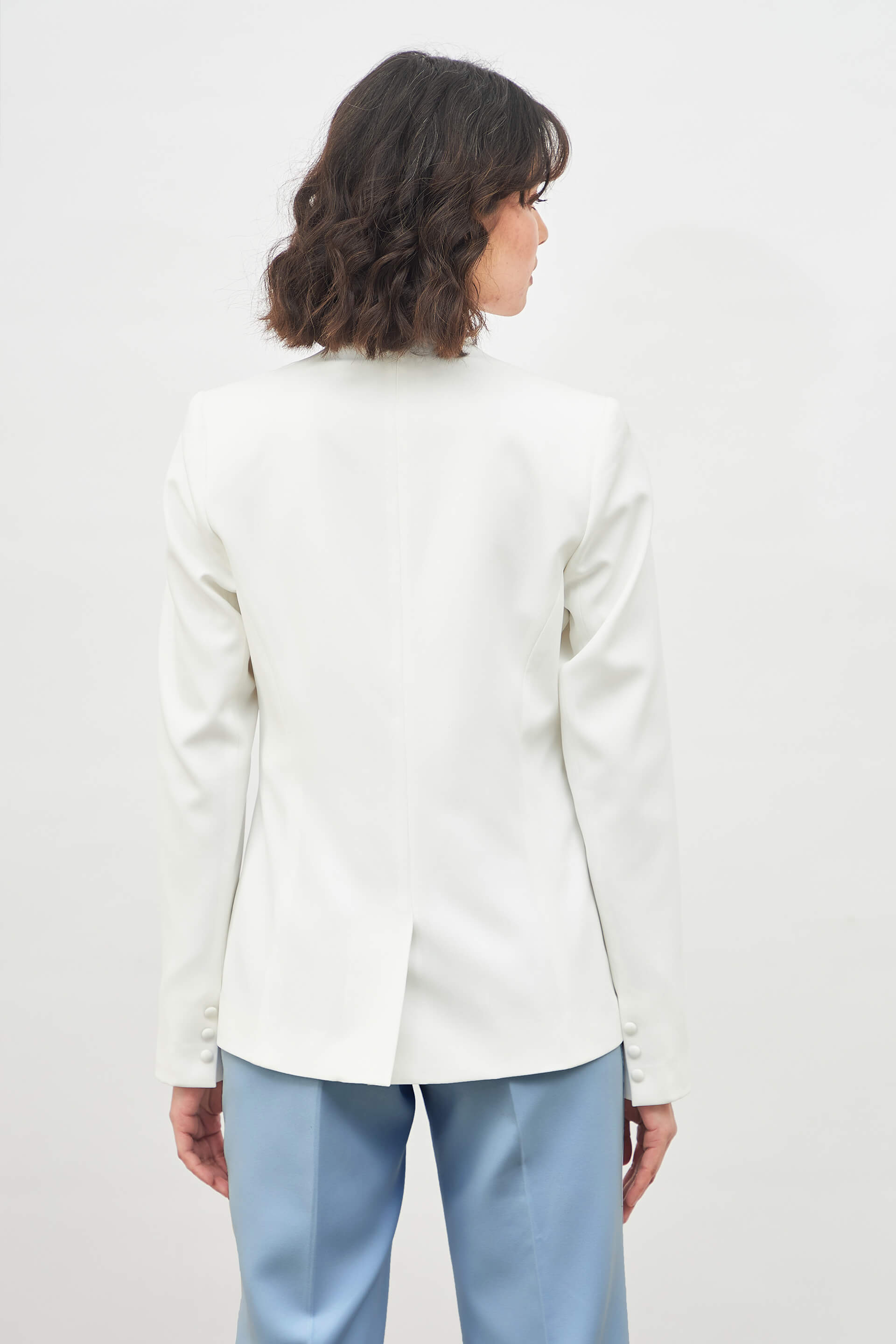 Witty Clean Front Blazer-White