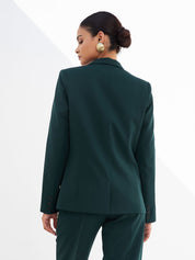 Gritty Single Breasted Blazer-Dark Green