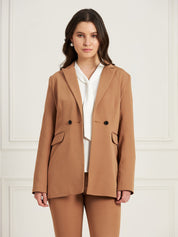 Bold Double Breasted Blazer-Beige