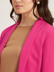 Spunky Ruched Sleeve Blazer-Ruby Pink