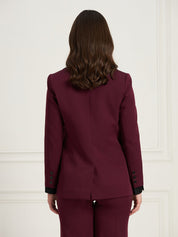 Spirited Exaggerated Lapel Blazer-Burgundy