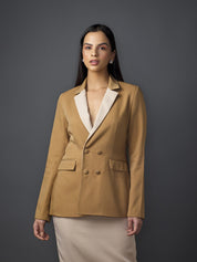 Estée Colour Blocked Blazer-Camel