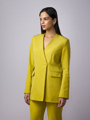 Jacqueline Clean Front Blazer-Chartreuse