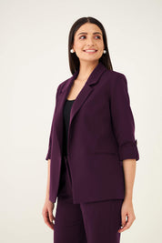 Ecuador Rolled-Up Sleeves Blazer - Purple