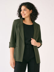 Ecuador Rolled-Up Sleeves Blazer-Seaweed Green