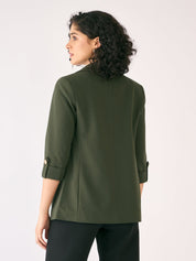 Ecuador Rolled-Up Sleeves Blazer-Seaweed Green