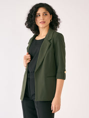 Ecuador Rolled-Up Sleeves Blazer-Seaweed Green