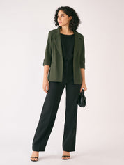 Ecuador Rolled-Up Sleeves Blazer-Seaweed Green