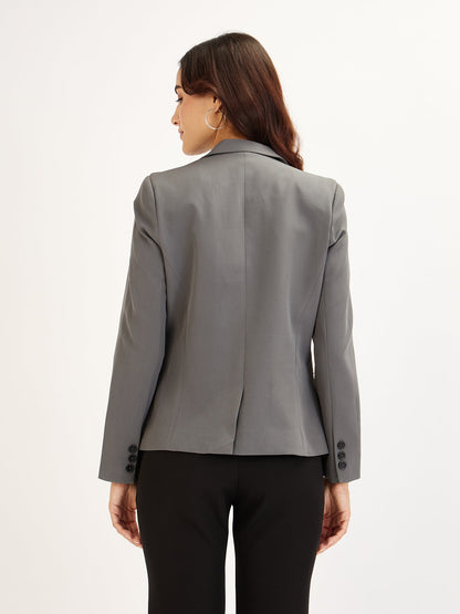 Gritty-Grey Single Breasted Blazer - Grey