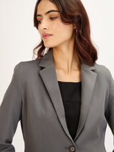 Gritty-Grey Single Breasted Blazer - Grey