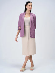 Iconic Ruched Sleeve Blazer-Mauve