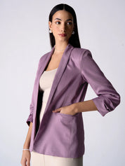 Iconic Ruched Sleeve Blazer-Mauve