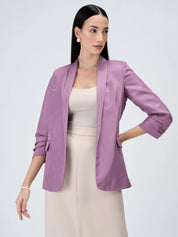 Iconic Ruched Sleeve Blazer-Mauve