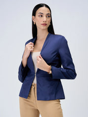 Witty Clean Front Blazer-Midnight Blue