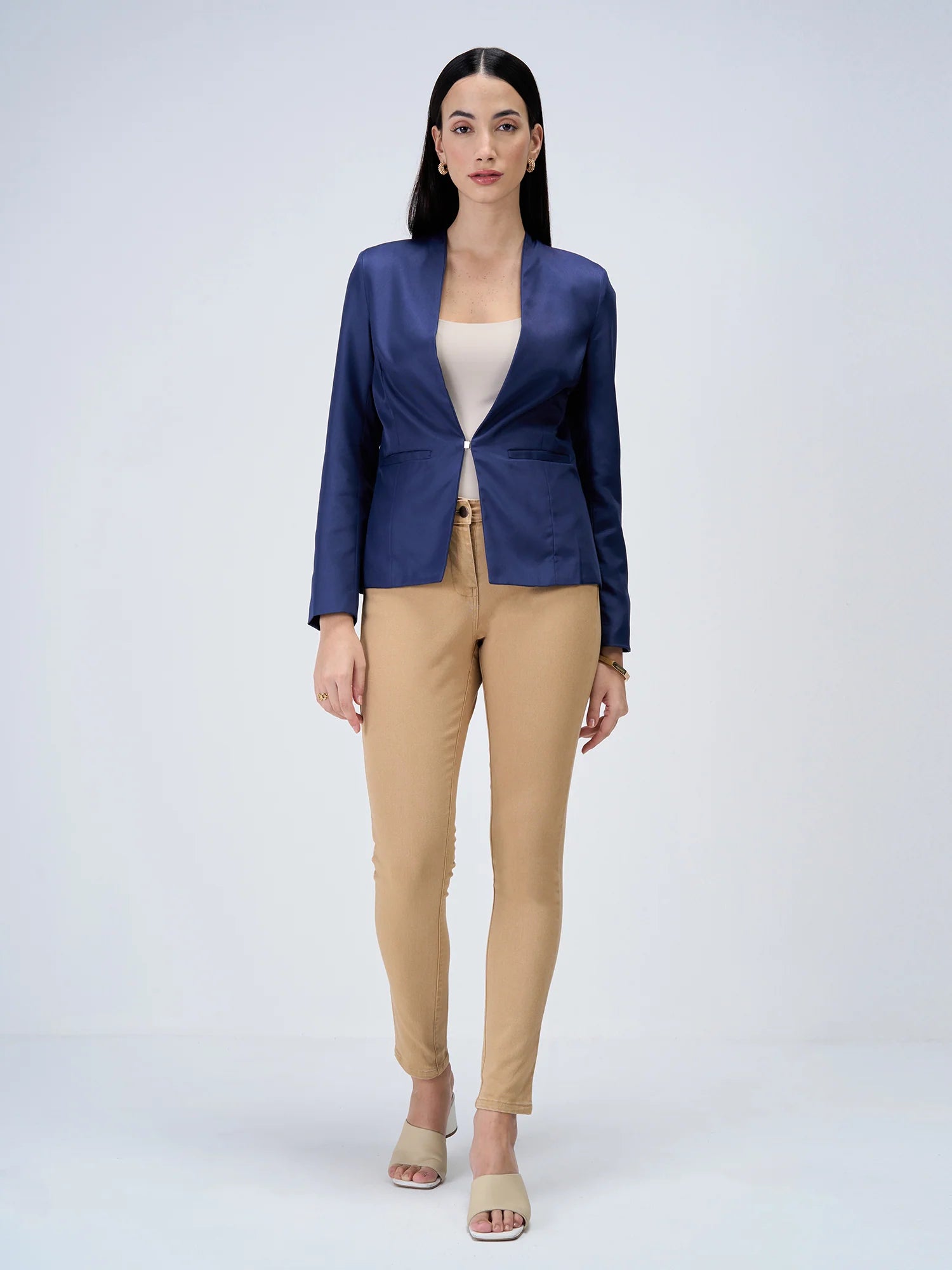 Witty Clean Front Blazer-Midnight Blue