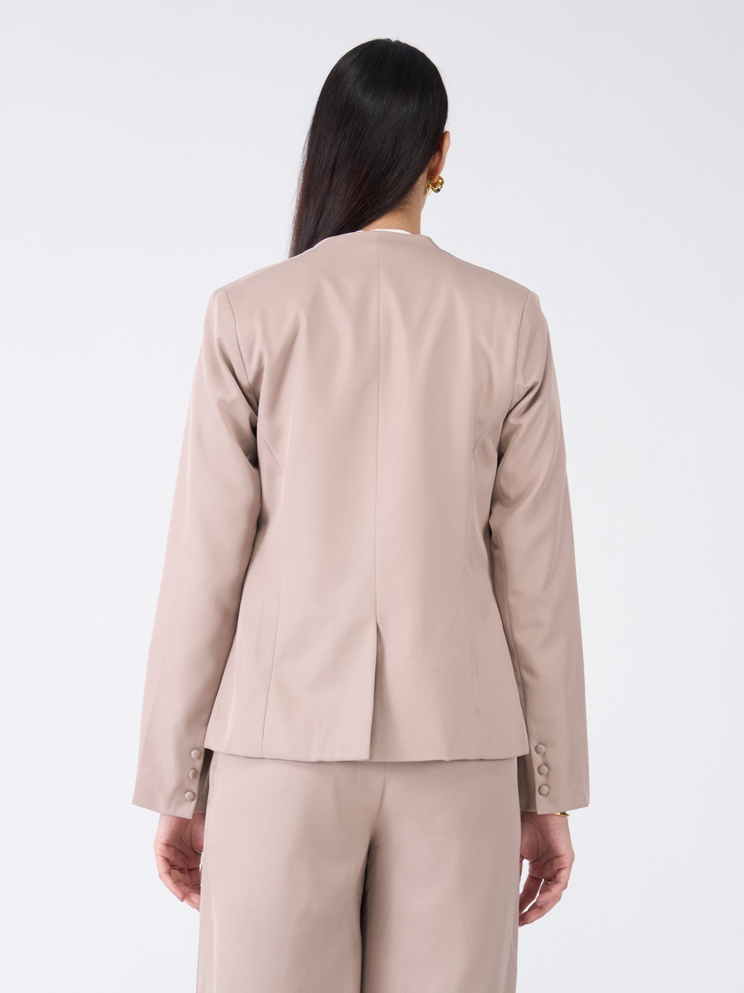 Witty Clean Front Blazer-Taupe